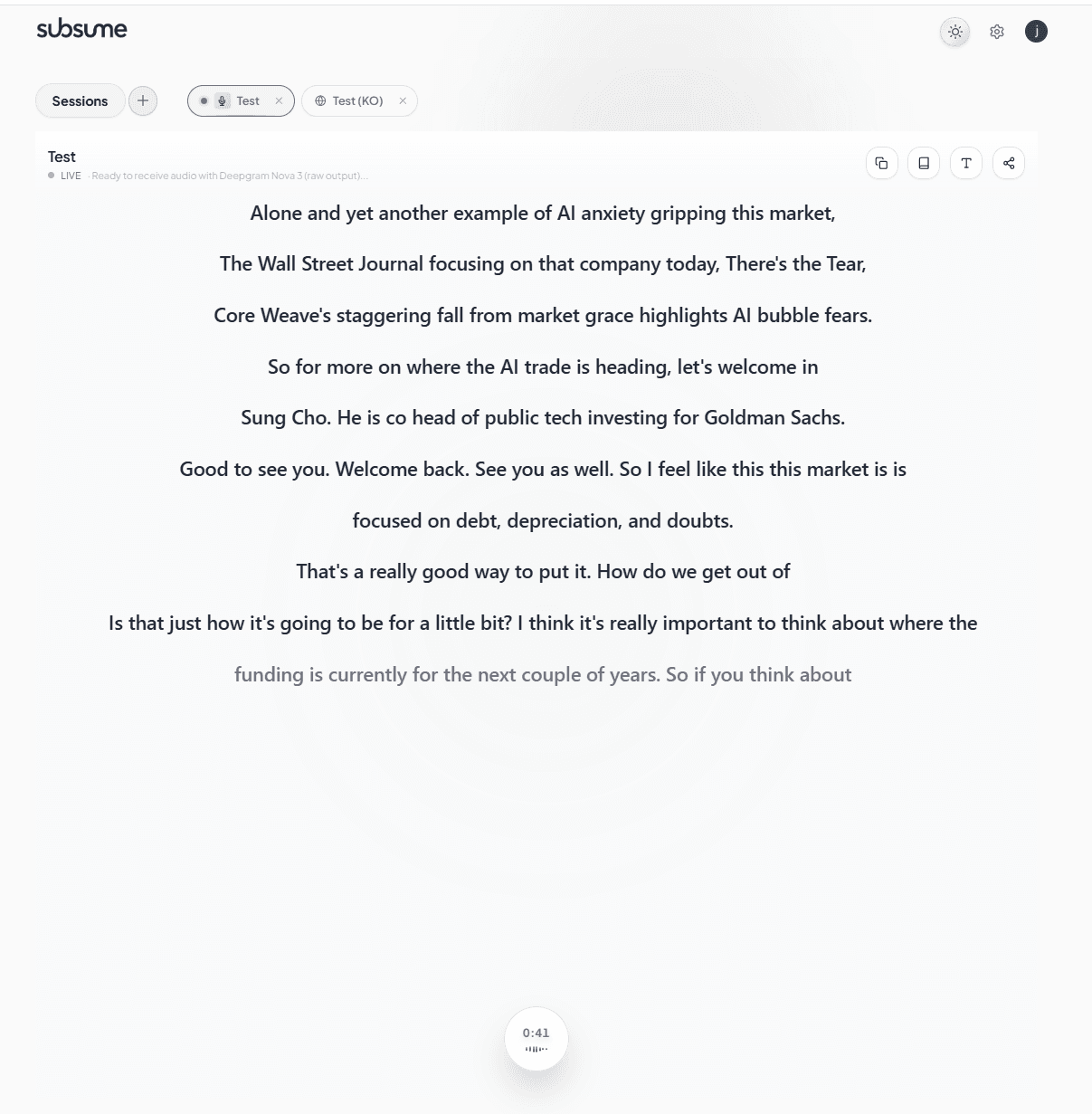 Live studio view with captions